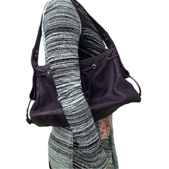 Guia’s Shoulder Bag Purse Purple Leather Made in Italy Bow Casual Dainty Large - Picture 8 of 8